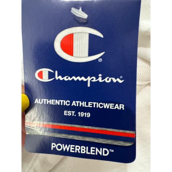 Champion NWT White Powerblend Pop Logo Jogger Athleisure Sweatpants Size Medium - Picture 8 of 8